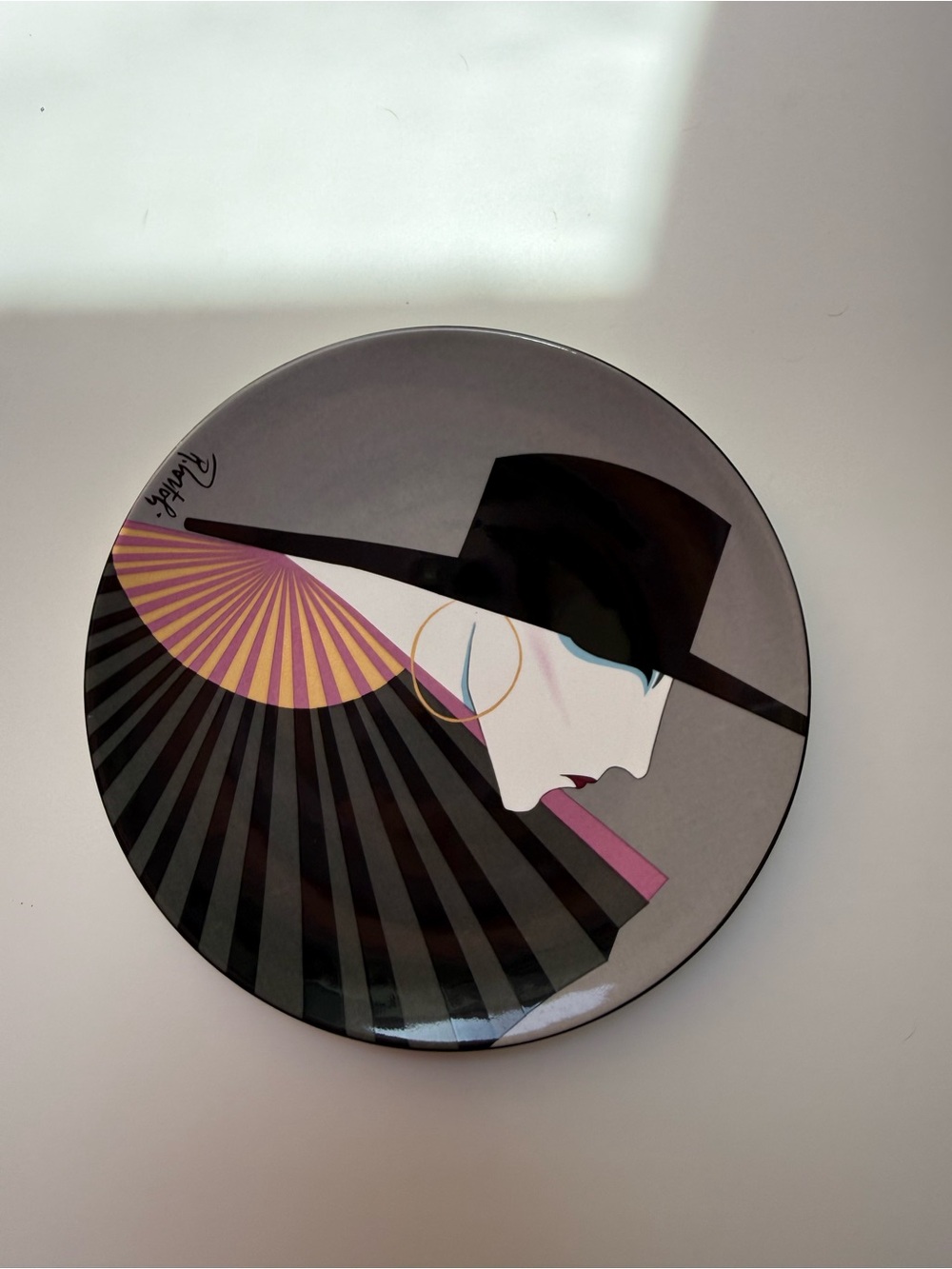 1980s Poole Pottery Art Deco Lady Wall Plate - Roberto Tortoli, Signed, Vintage